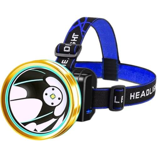 The head-mounted LED headlamp glare rechargeable flashlight bright yellow Yediao waterproof night fishing lamp 3000 m