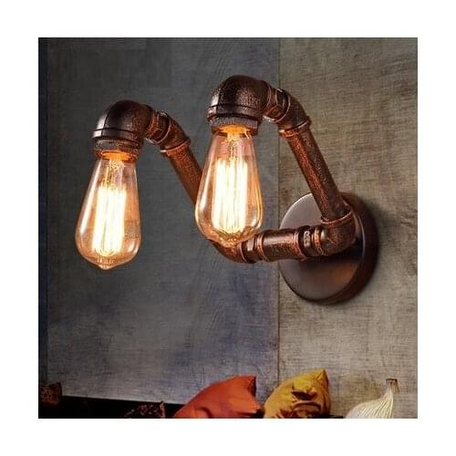 Nordic Loft Style Double Water Pipe Lamp Edison Wall Sconce Industrial Vintage Wall Light Fixtures For Home Indoor Lighting
