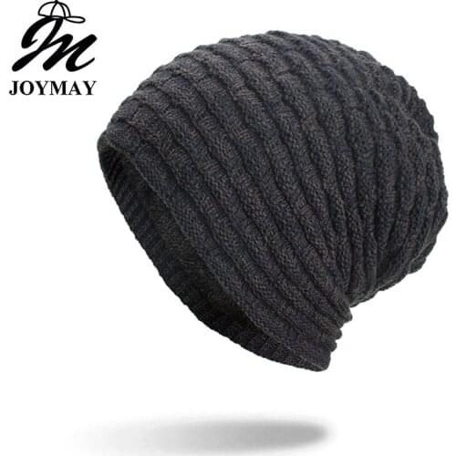 Joymay 2018 New Winter Beanies Hat Unisex Plain Warm Soft Skull Knitting Cap Hats Gorro Caps For Men Women Dropshipping WM100