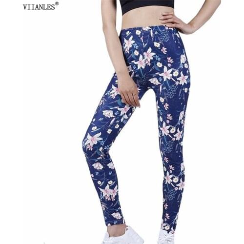 VIIANLES 2021 New Womens Fitness Leggings High-elastic Printing Tight Pants Elastic Casual Print Sports Gym Spandex Running