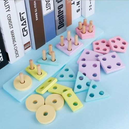 Educational Wooden Color perception geometry Shape Cognitive Matching Game Puzzle Blocks Montessori Kids Baby Educational Toys