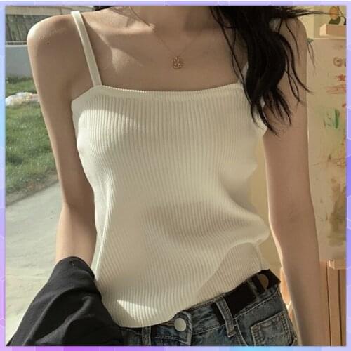Solid Sexy Cross Camis French Backless knitted Womens Tank Top Female Summer Sleeveless Strap T-shirt Back White Thin Camisole