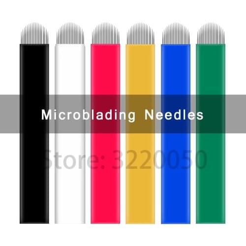 Wholesale 500PCS 0.16mm 500 pcs Microblading Needle 12 Pin Lamina Tebori Black 18 U Microblading for Permanent Makeup Supplies