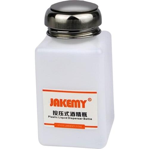 JAKEMY 120/180ML Portable Liquid Alcohol Press Empty Bottle Dispenser Pump Bottle Glue Residue Remover Clean Tools