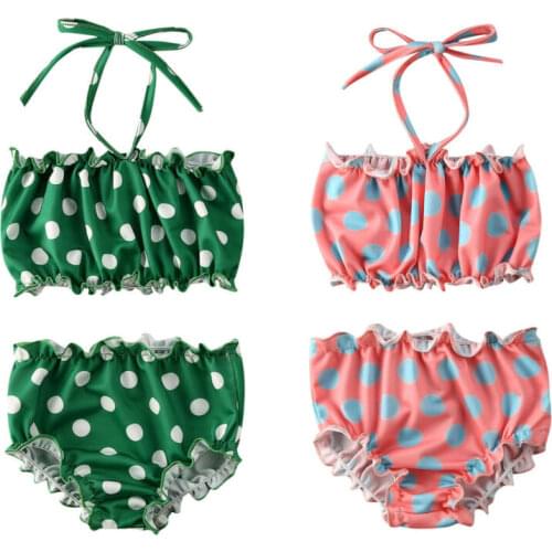 Dot Toddler Kids Baby Girls Bikini Sets Sleeveless Belt Swimwear Summer Swimsuit Bathing Suit Swimming Costume Biquini