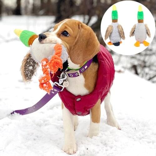 Bite Resistant Plush Duck Dog Chew Toys for Small Large Dogs Squeaker Puppy Big Dog Toy Cleaning Teeth Labrador Pet Products