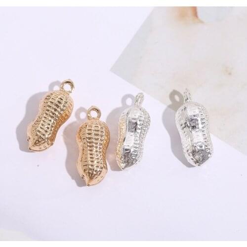 20 BULK 3D Peanut Charm 18*6.8mm Peanut Jewelry Peanut-Lover Nut Pendants Food Mini Peanut in a Shell Peanut Charm KP267WT