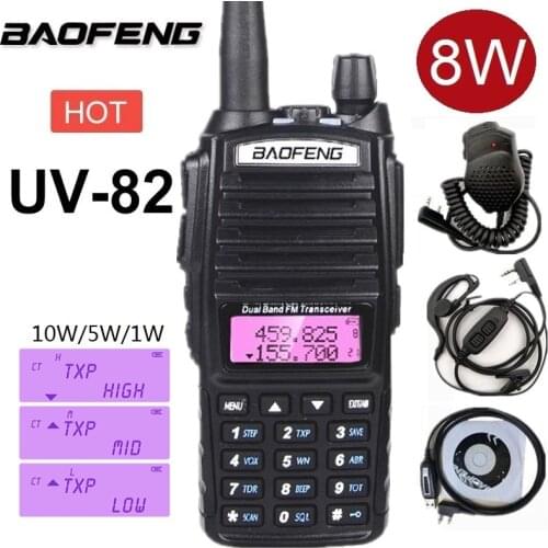 Walkie Talkie 8W Baofeng UV-82 Two Way CB Ham Radio Transceiver VHF UHF Scanner Radio Station UV 82 Transmitter for Hunting