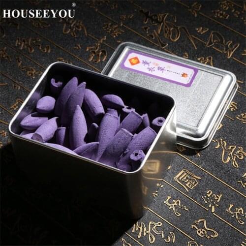 Various Kinds Nature Smell Fragrance Backflow Incense Cones 50PCS Iron Box Packed for Waterfall Incense Burner Censer Use Sticks