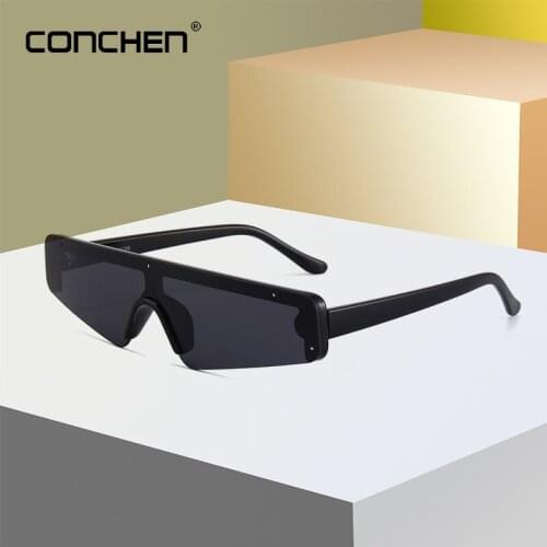 CONCHEN New Arrival Sunglasses Semi-Rimless One piece Fashion luxury Decoration Men Style Design Goggle Sport Driving UV400