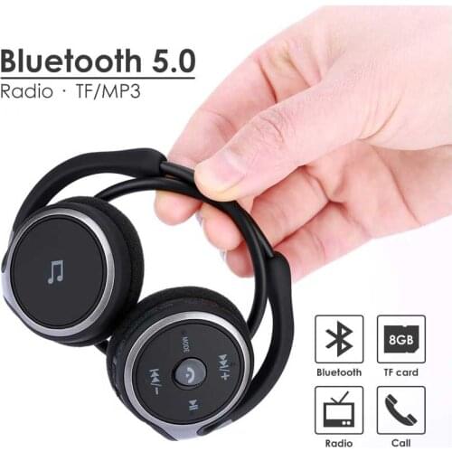 AX-698 Bluetooth 5.0 Headphones Sports Running Wireless Earphone Sweatproof Headset with Mic Support TF Card FM Radio MP3 Player