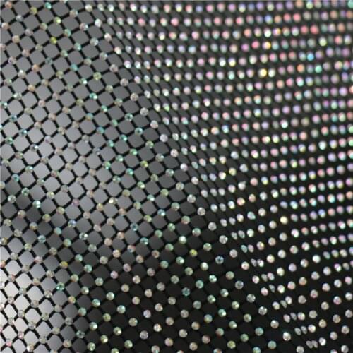 SS10 Rhinestones Mesh Fabric Crystal Black AB Stones Net Strass Rhinestones For Dresses