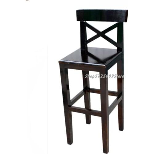 Simple Solid Wood Bar Chair High Chair Bar Chair Retro Home Bar Chair Back Bar Chair Front Desk Chair High Chair