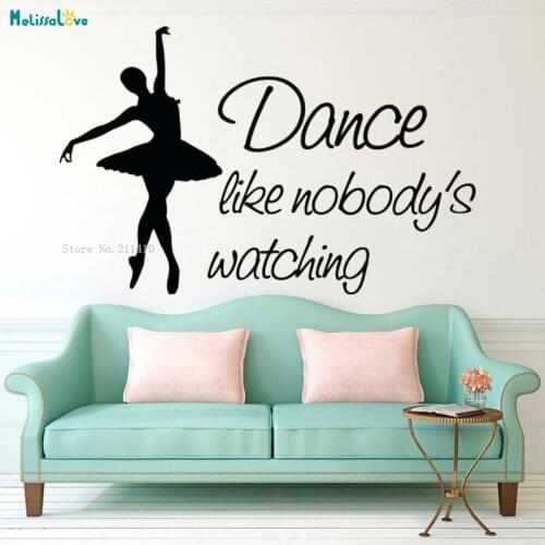 Dance Wall Decals Quotes Dance Like Nobodys Wathing Quote Ballet Decals Girl Bedroom Quotes Ballerina Art Home Decor YT1296