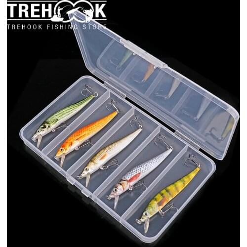 TREHOOK 5pcs Black Minnow Lures For Fishing Kit 8.5cm 6.5g Floating Crankbaits Fishing Lure Set Of Wobblers For Pike And Trout