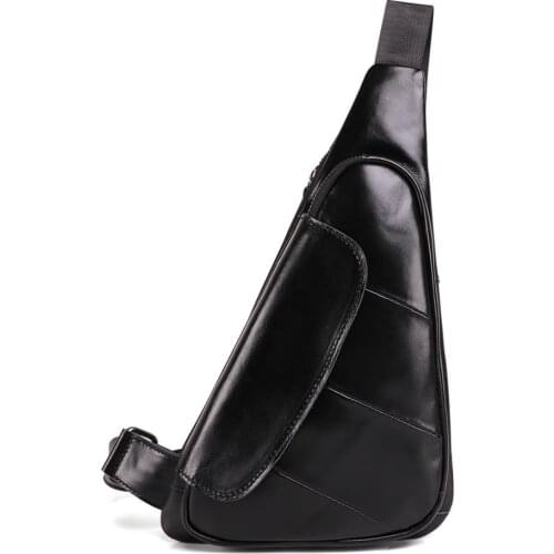 Outdoor Fashion Casual Mens Chest Bag Leather Mens Bag Unique Triangle Styled Messenger Single Shoulder Bag 2 Colors