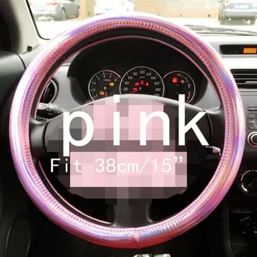 Universal Dazzling Multi-Coloured car steering wheel cover Glossy PU leather 15"/38cm car styling interior Car accessories
