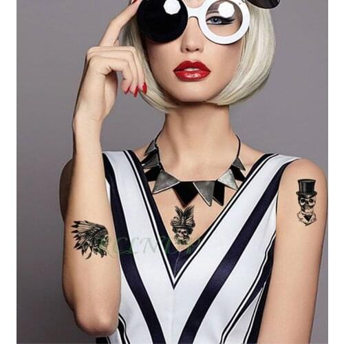 Waterproof Temporary Tattoo Stickers Skull Tribal Totem fake Tatto Flash Tatoo Tatouage Tato Hand Back Foot for Girl Women Men