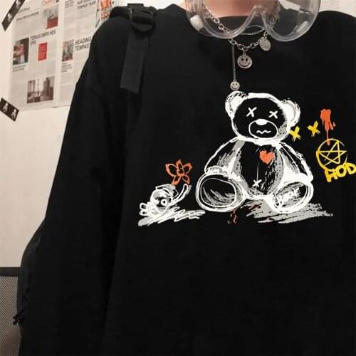 Y2k Gothic winter plus velvet thick round neck sweater Harajuku plus size student trend male and female student couple wild