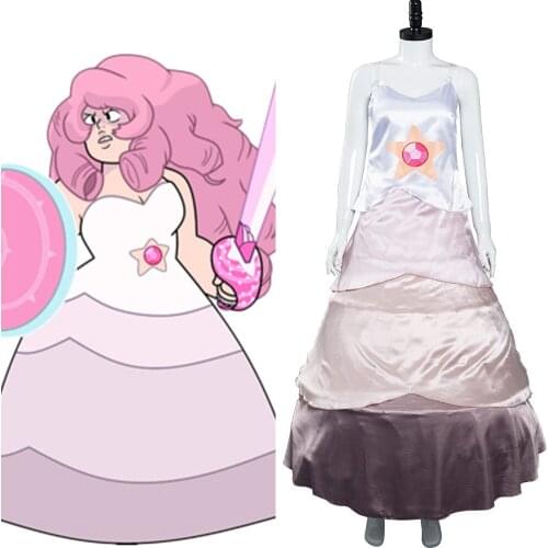Steven Universe Quartz Cosplay Rose Quartz Dress Costume Halloween Carnival Dress For Women Girl