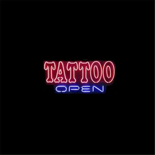 17*14" TATTOO OPEN NEON SIGNS REAL GLASS BEER BAR PUB LIGHT Billiards store display Restaurant Shop Dealers Garage Billiards