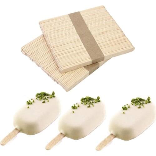 2 Bundles Practical Homemade Anti-crack Ice Cream Stick Wood Kids Handicraft Ice-lolly Stick DIY Making Tool Kitchen Products