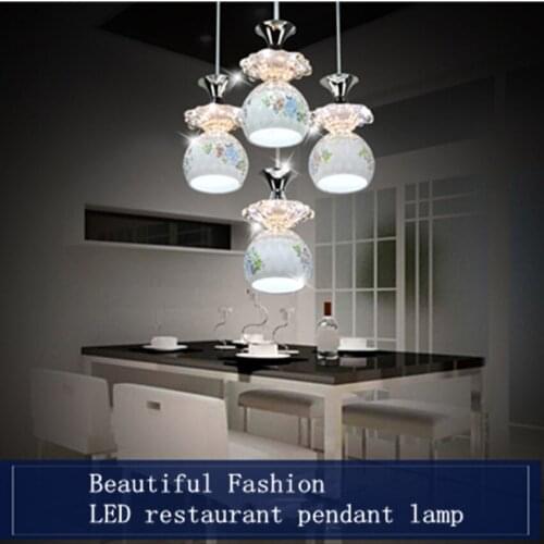 220V modern simple and exquisite fashion LED dining pendant lamp crystal glass bedroom bar decoration pendant lamp