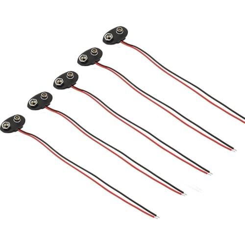 5Pcs 9V 9 Volt Battery Connector Clip Snap On Plug Long 15 cm Wire Leads T