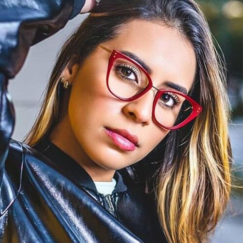 80062 TR90 Anti-blue Light Cat Eye Glasses Frame Spring Leg Optical Fashion Computer Eyeglasses for Men Women