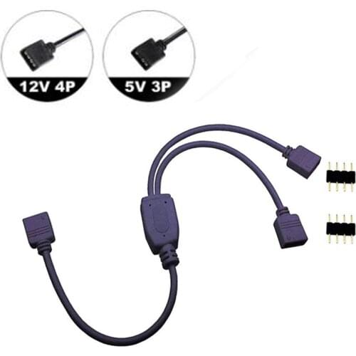 ARGB 5V 3Pin/12v 4pin RGB Extension Cable Adapter 30cm 1 to 1 2 3 4 splitter cable for MSI A SUS ASRock AURA LED Strip Lighting