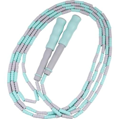 1Pc Bamboo Jump Rope Beaded Jump Rope Beaded Skipping Rope Adjustable Length