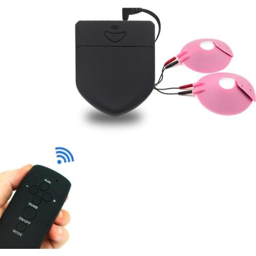Electro sex remote control wireless vibrator, double cup breast electro shock nipple vibrator adult sex toys for woman