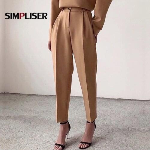 Womans Pants 2020 Office Lady Work Wear Suit Pants Female Trousers Khaki Brown Pantalon Femme High Quality Harem Pants Women