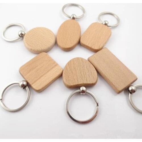 Wood Key Chains Key Rings Handmade DIY Party Gift Round Square Heart Oval Rectangle Shape Key Pendant LX8561