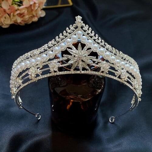 Elegant Pearls Wedding Crown Tiara Bride Wedding Accessories Princess Crown Hair Accessories HQ0161