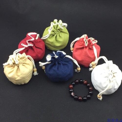 Round Bottom Cotton Linen Pouch Drawstring Jewelry Gift Bag High Quality Small Bucket Bag Bracelet Pouch Coin Purse 10pcs/lot