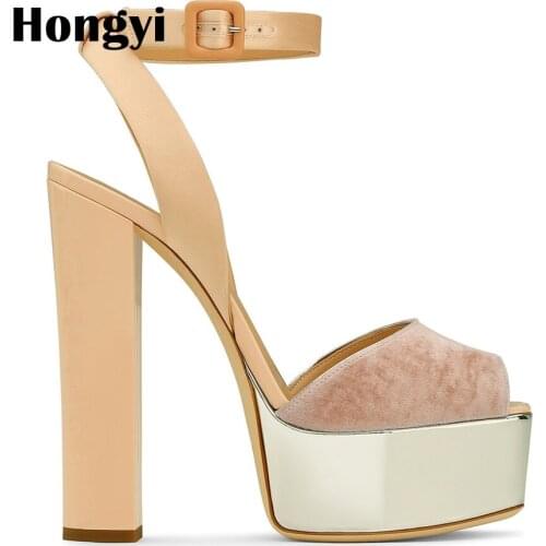 Hongyi women summer shoes ladies metallic platform shoes sexy high heel sandals party women platform buckle sandals