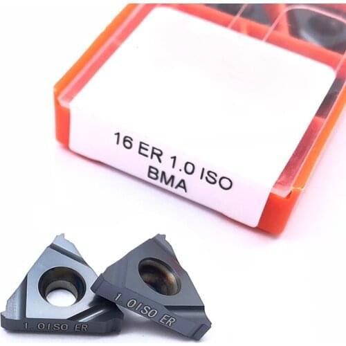 10 pieces 16ER 16IR 0.5ISO 0.75ISO 1.0ISO 1.25ISO 1.50ISO 1.75ISO 2.0ISO BMA threaded insert CNC carbide thread turning tool