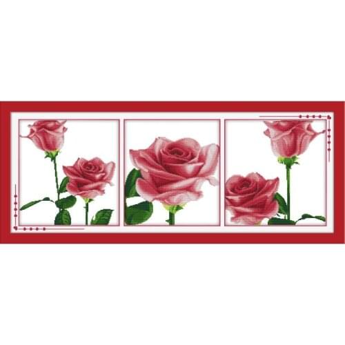 Joy Sunday Pink Memory Crafts Cross Stitch Printed Patterns11&14CT Printed Cross Stitch on Canvas Chinese Embroidery Sets