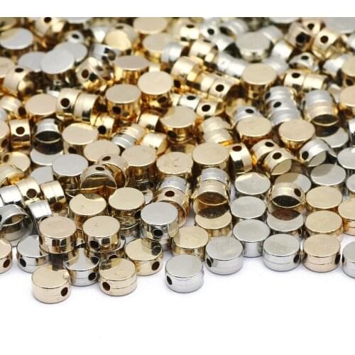 6x6mm Round Flat Gold Silver Color Plastic Spacer Loose Beads For DIY Jewelry Making Findings Handmade Charm Bracelet