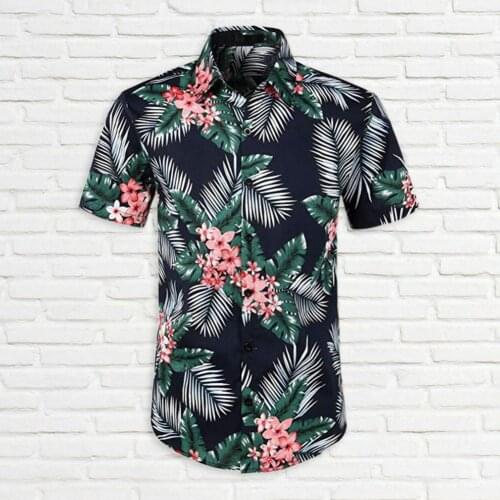 Fashion Men 3D Digital Printing Short Sleeve Hawaiian Flower-print Beach Style Lapel Shirts Holiday Comfortable Clothes S-XXL