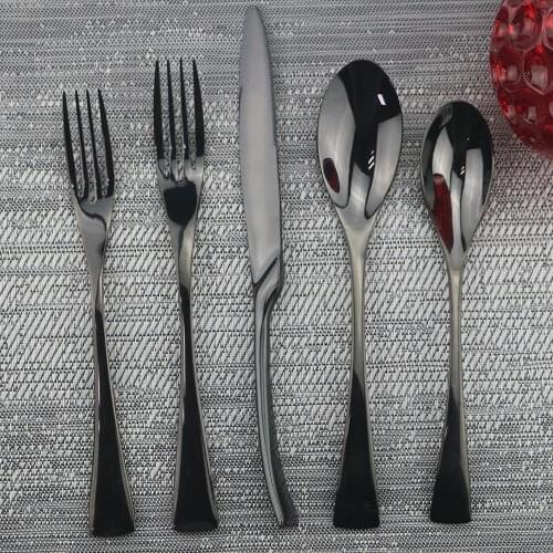 5pcs Black Dinnerware Set Food Grade 18/10 Stainless Steel Cutlery Set Home Knife Fork Spoon Accessories Kitchen Tableware Set