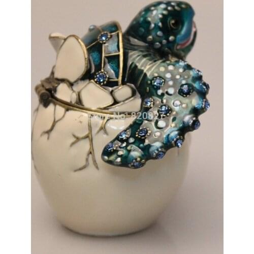 New Design Metal tortoise out Egg Style Trinket Gifts Box Free Shipping Man and Womans Jewelry Box