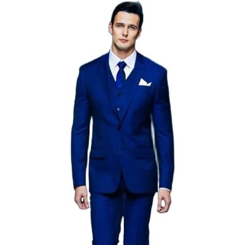 Slim Fits 3 Piece Mens Business Suit Cocktail Dress Groom Tuxedos Coat Waistcoat Trousers Sets (Jacket+Pants+Vest+Tie) W:317