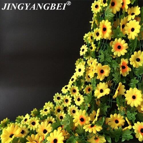Wholesale Artificial Flowers Silk Vine Sunflower Hanging Rattan Wedding Home Decoration Backdrop Flower Leaves Plant