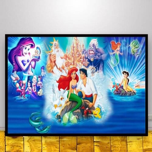 Poster Nordic Mermaid Classic Cartoon Mural Canvas Art Print Nursery Wall Picture For Baby Girl Bedroom Decoration