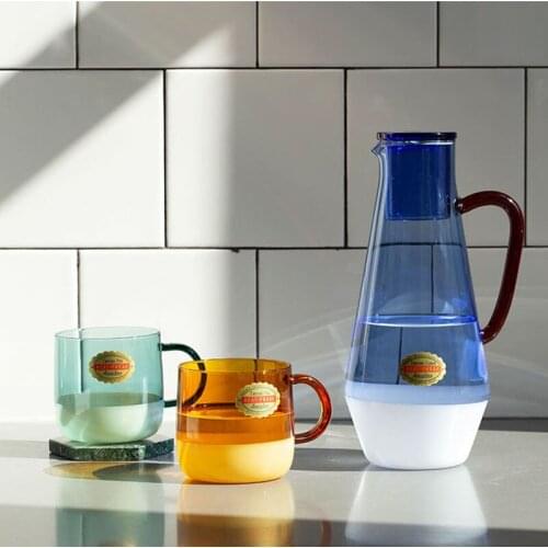 Кувшин Colorful Splicing Glass Kettle High Temperature Resistant Japanese Simple Cold Kettles Retro Juice Tie Pot With Cover