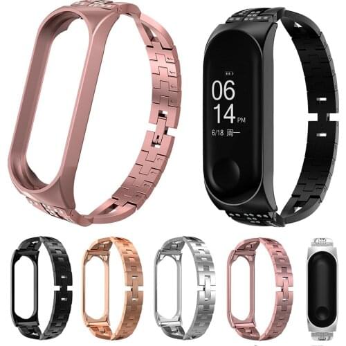 Stainless Steel Wrist Strap For Xiaomi Mi Band 6 5 Rhinestone X-Link Wristband Bracelet for Mi Band 4/3