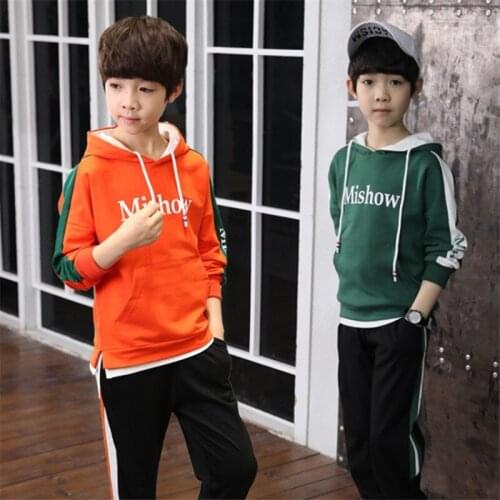 New Letter Spring Summer Childrens Clothes Baby Boys Sweatshirts + Pants 2pcs/Set Kids School Beach Outdoor Teenage Clothing