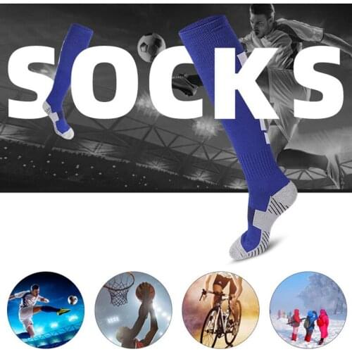 1Pair Mens Non-Slip Soccer Socks Breathable Knee High Towel Bottom Cycling Hiking Sports Training Women Child Football Socks